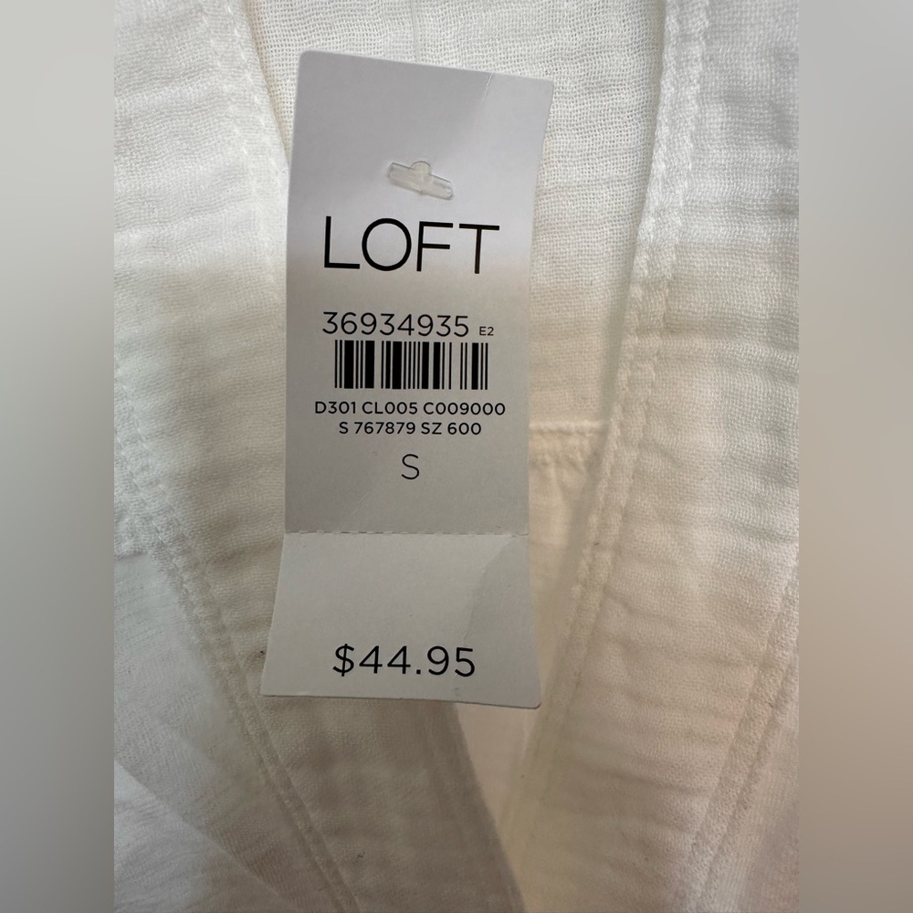 NWT Loft white vneck sleeveless cotton blouse - Picture 5 of 6
